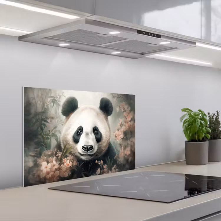 Spatscherm keuken - Panda - Dieren - Bloemen - Planten — 5