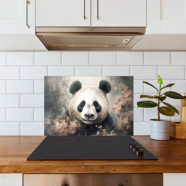 Spatscherm keuken - Panda - Dieren - Bloemen - Planten — 6