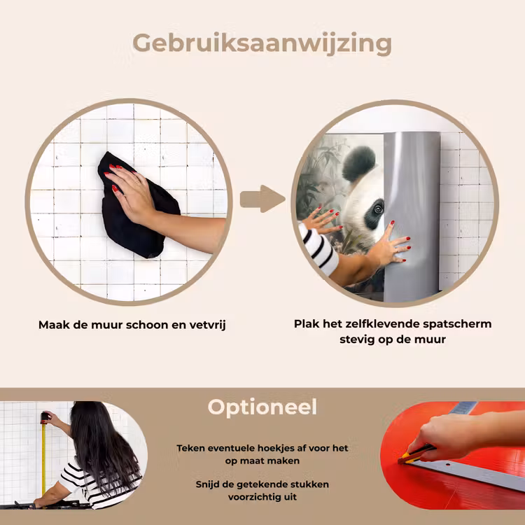 Spatscherm keuken - Panda - Dieren - Bloemen - Planten — 8