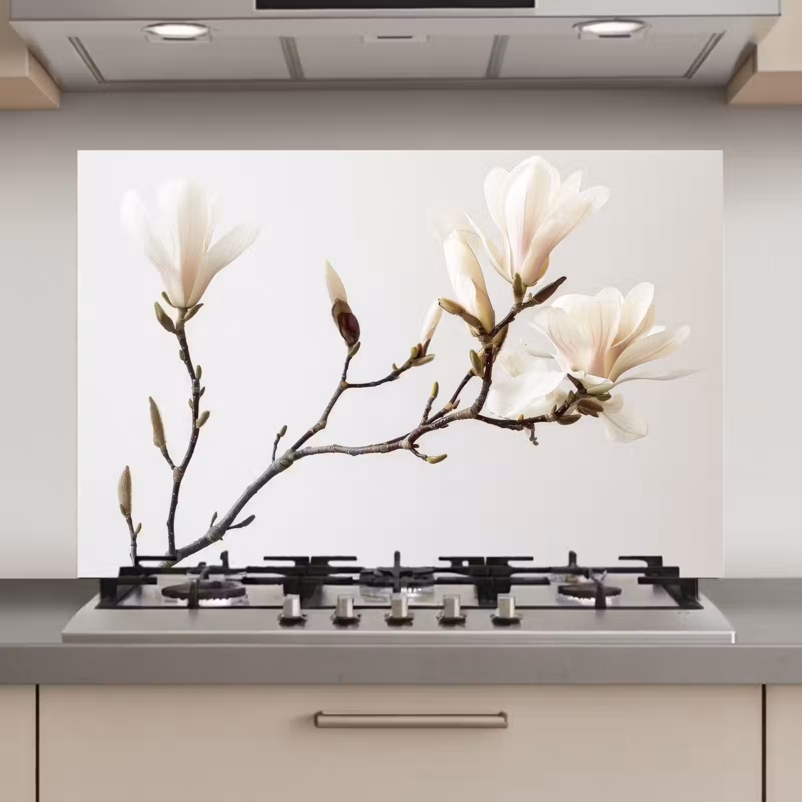 Spatscherm keuken - Bloemen - Wit - Natuur - Magnolia — 1