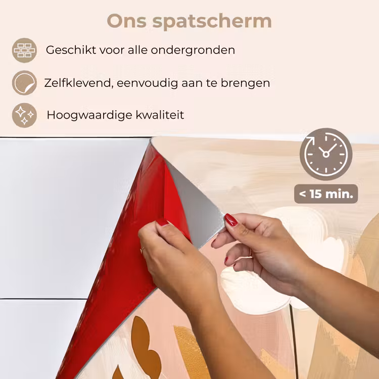 Spatscherm keuken - Bloemen - Abstract - Beige - Kunst — 4