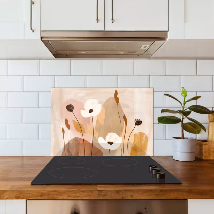Spatscherm keuken - Bloemen - Abstract - Beige - Kunst — 6