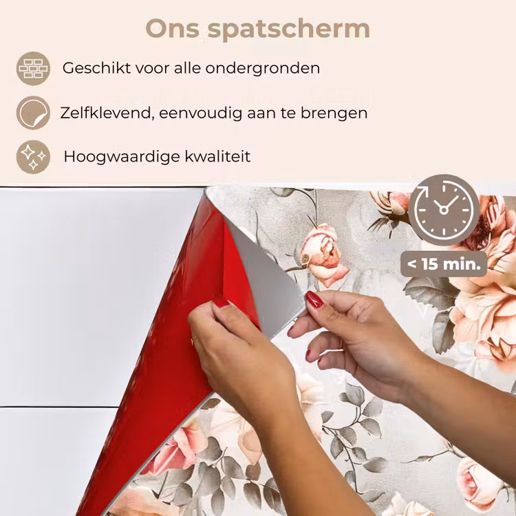 Spatscherm keuken - Bloemen - Beton - Planten - Roze — 4