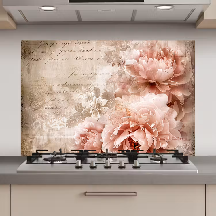 Spatscherm keuken - Bloemen - Rozen - Boek - Kunst — 1