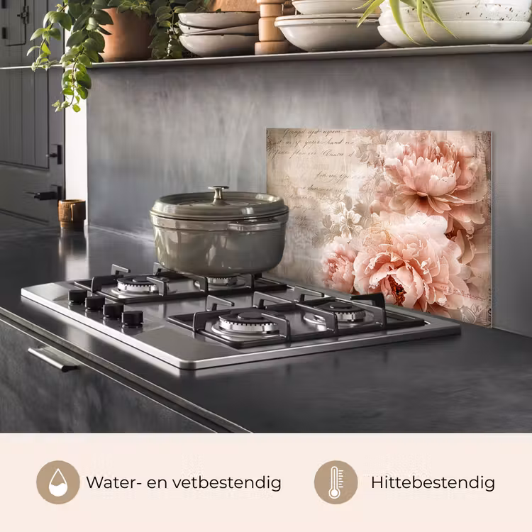Spatscherm keuken - Bloemen - Rozen - Boek - Kunst — 7