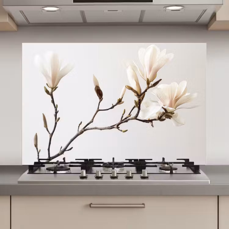Spatscherm keuken - Bloemen - Wit - Natuur - Magnolia — 1