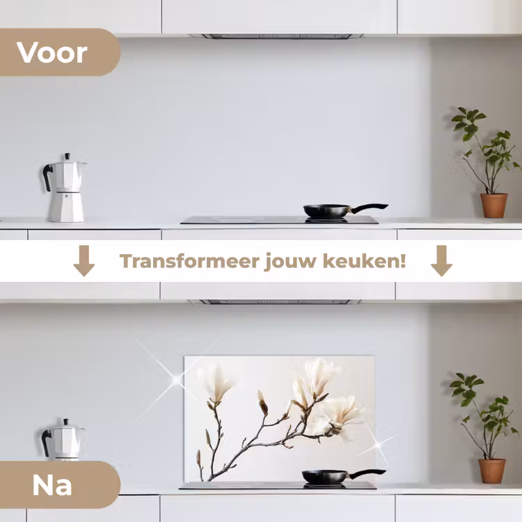 Spatscherm keuken - Bloemen - Wit - Natuur - Magnolia — 3