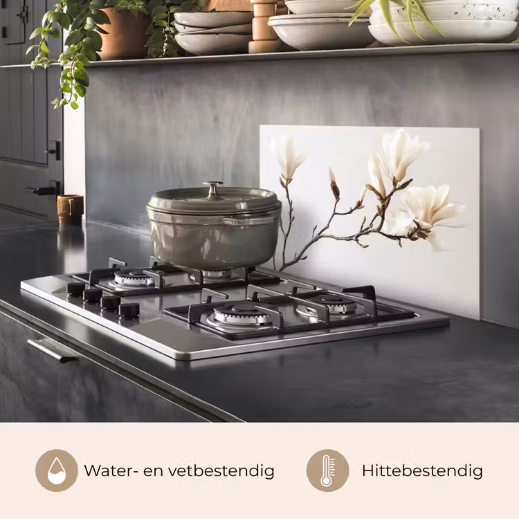 Spatscherm keuken - Bloemen - Wit - Natuur - Magnolia — 7