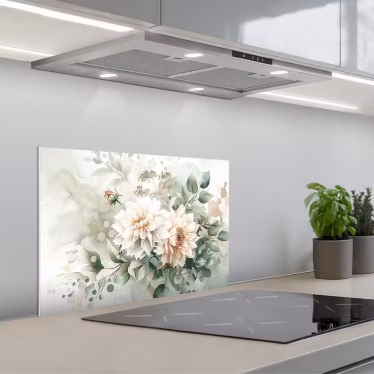 Spatscherm keuken - Bloemen - Wit - Planten - Dahlia's — 5