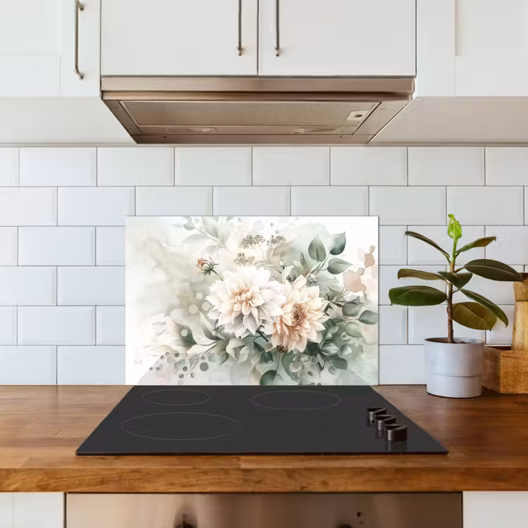 Spatscherm keuken - Bloemen - Wit - Planten - Dahlia's — 6