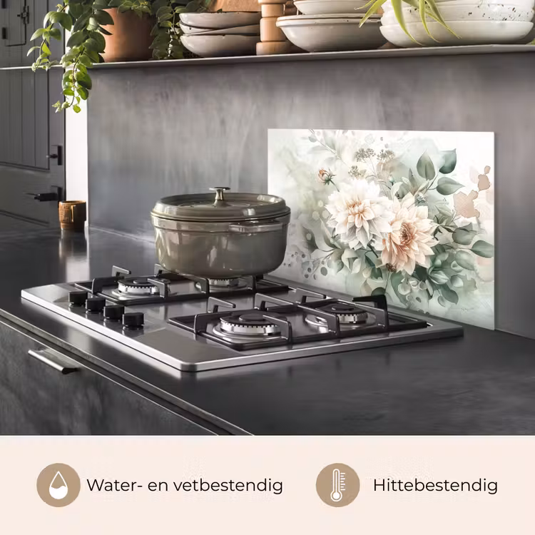 Spatscherm keuken - Bloemen - Wit - Planten - Dahlia's — 7