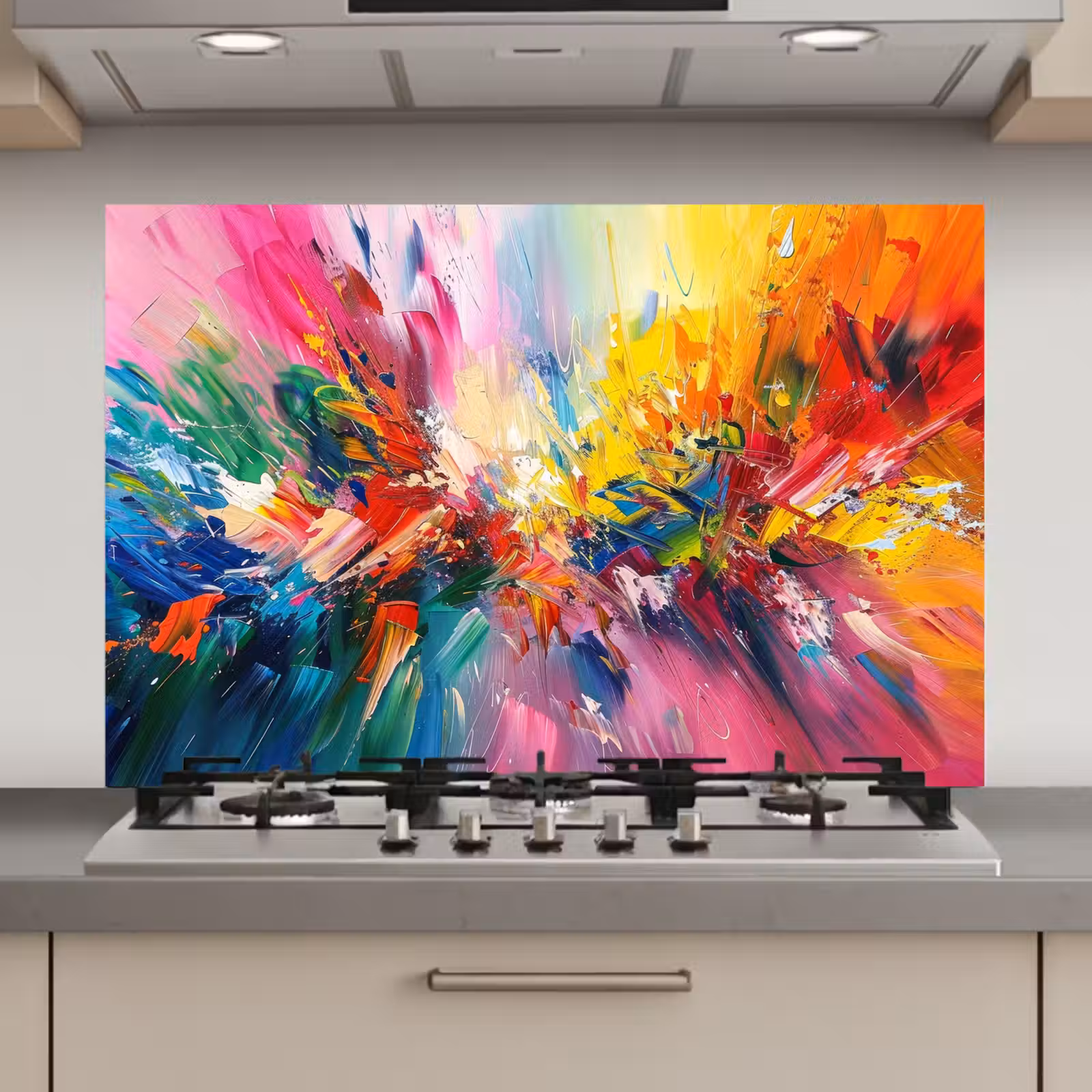 Spatscherm keuken - Verf - Kleurrijk - Explosie — 1