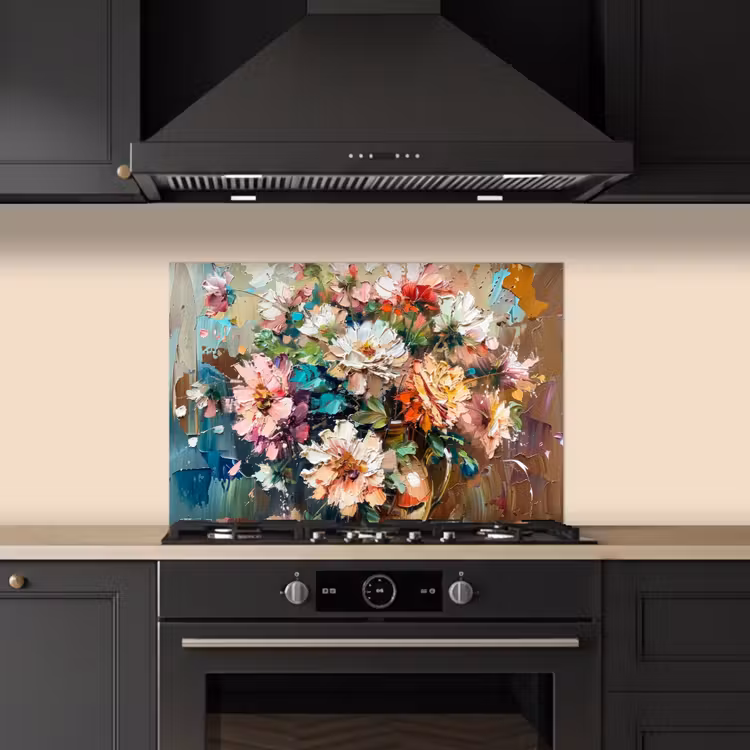 Spatscherm keuken - Bloemen - Schilderij - Kleurrijk - Waterverf — 2
