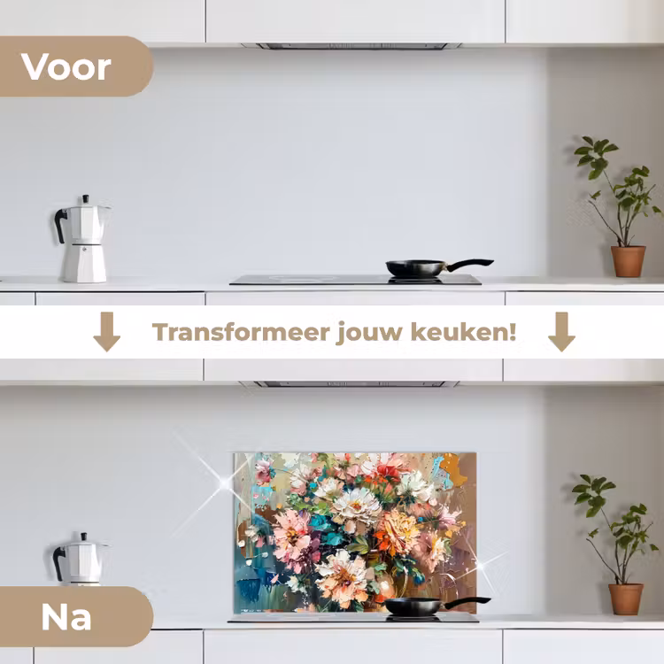 Spatscherm keuken - Bloemen - Schilderij - Kleurrijk - Waterverf — 3