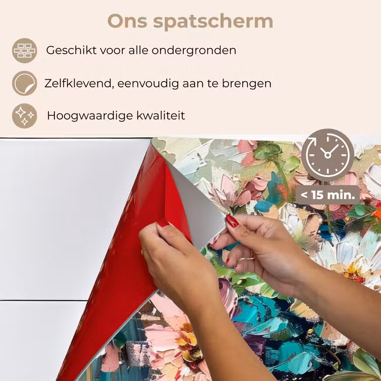 Spatscherm keuken - Bloemen - Schilderij - Kleurrijk - Waterverf — 4