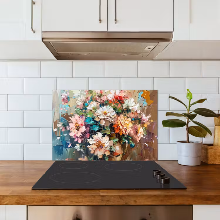 Spatscherm keuken - Bloemen - Schilderij - Kleurrijk - Waterverf — 6