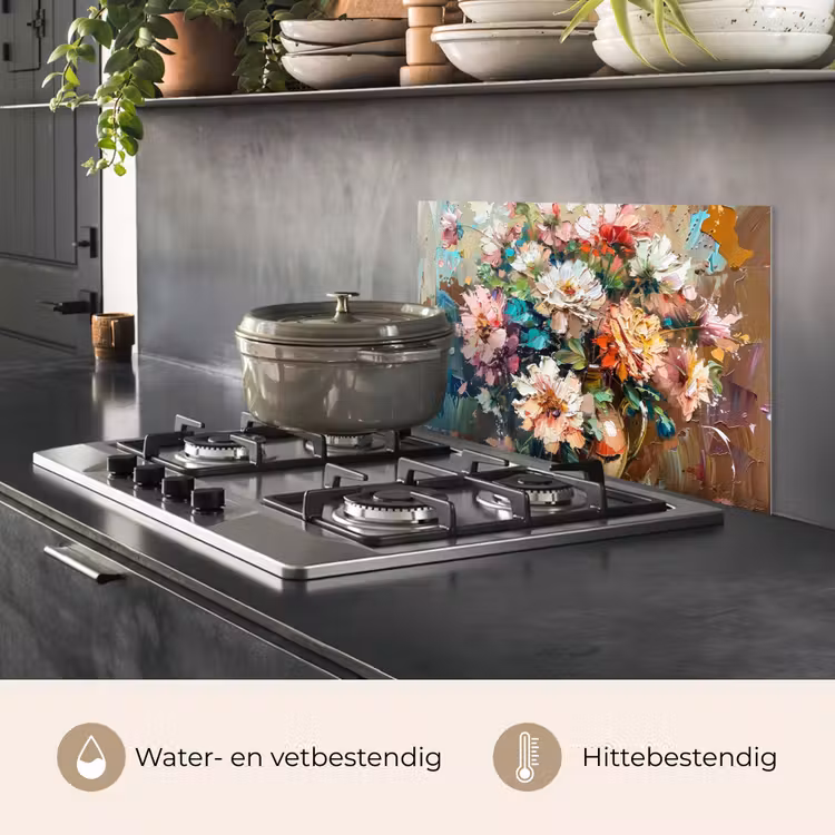 Spatscherm keuken - Bloemen - Schilderij - Kleurrijk - Waterverf — 7