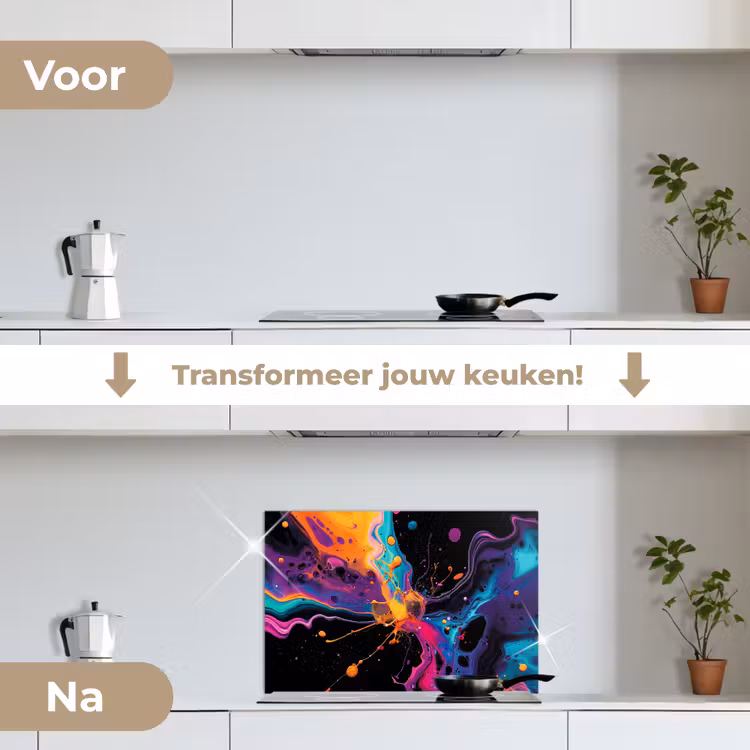 Spatscherm keuken - Kleurrijk - Verf - Zwart — 3