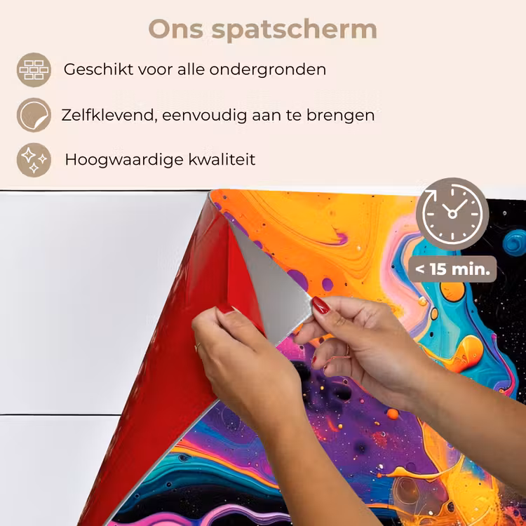 Spatscherm keuken - Kleurrijk - Verf - Zwart — 4