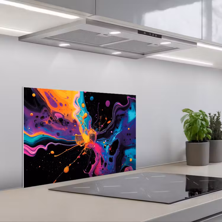 Spatscherm keuken - Kleurrijk - Verf - Zwart — 5