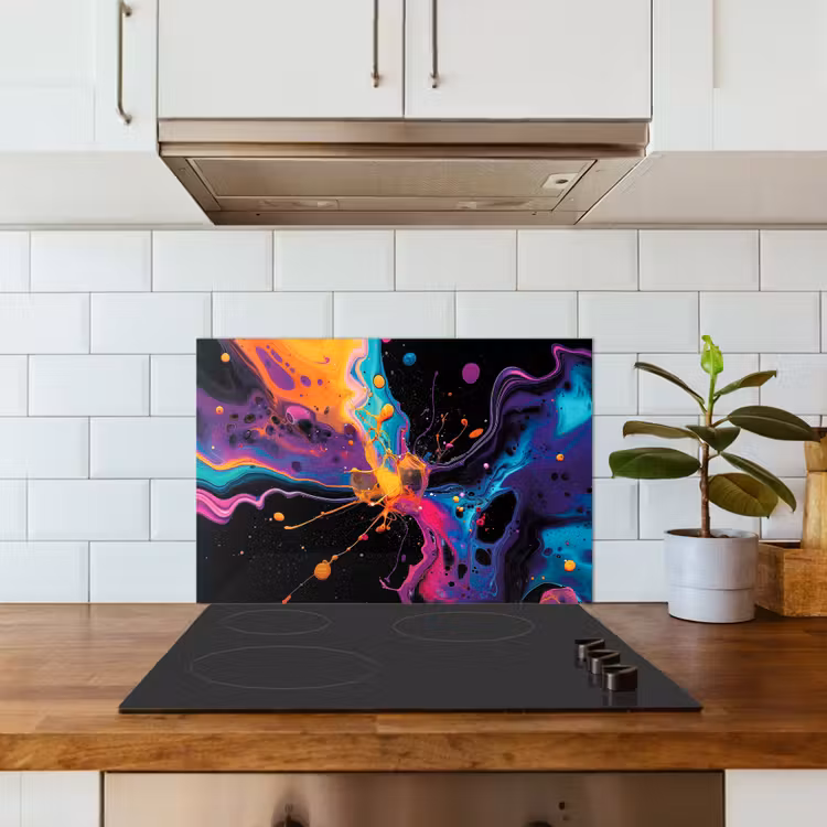 Spatscherm keuken - Kleurrijk - Verf - Zwart — 6