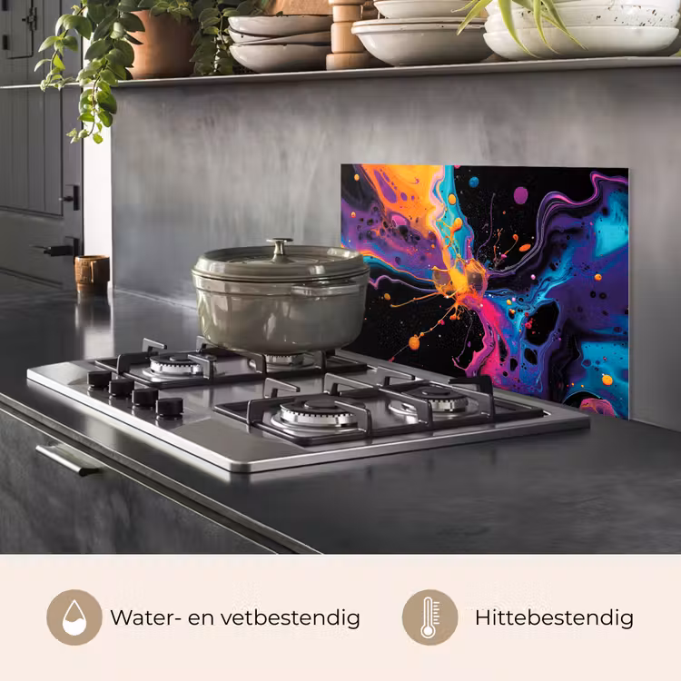 Spatscherm keuken - Kleurrijk - Verf - Zwart — 7