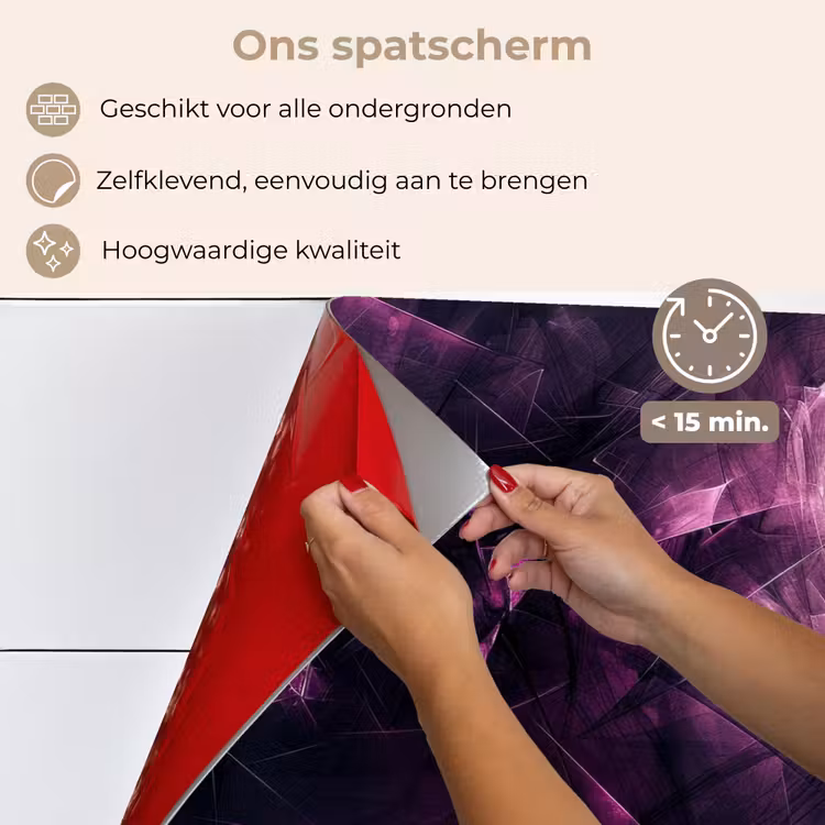 Spatscherm keuken - Paars - Licht - Zwart — 4