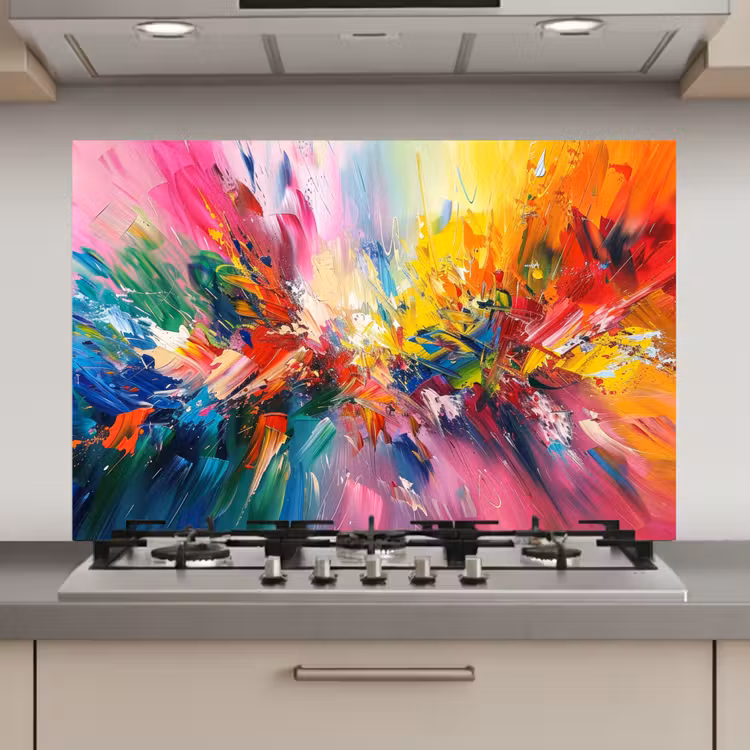 Spatscherm keuken - Verf - Kleurrijk - Explosie — 1