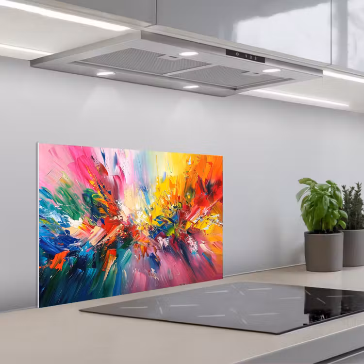 Spatscherm keuken - Verf - Kleurrijk - Explosie — 5