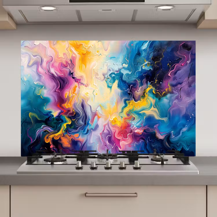 Spatscherm keuken - Verf - Kleurrijk - Zwart - Kleuren — 1