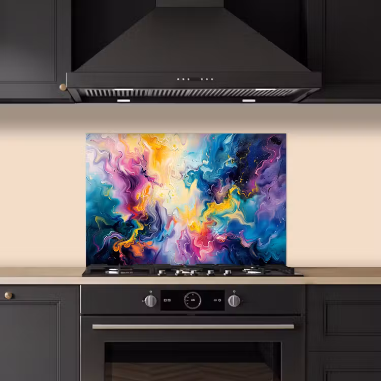 Spatscherm keuken - Verf - Kleurrijk - Zwart - Kleuren — 2