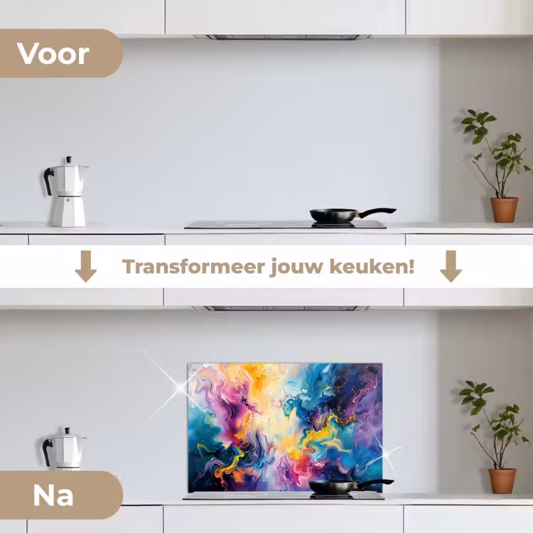 Spatscherm keuken - Verf - Kleurrijk - Zwart - Kleuren — 3