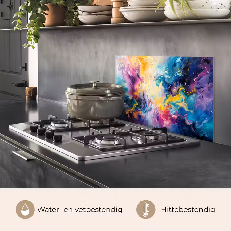 Spatscherm keuken - Verf - Kleurrijk - Zwart - Kleuren — 7