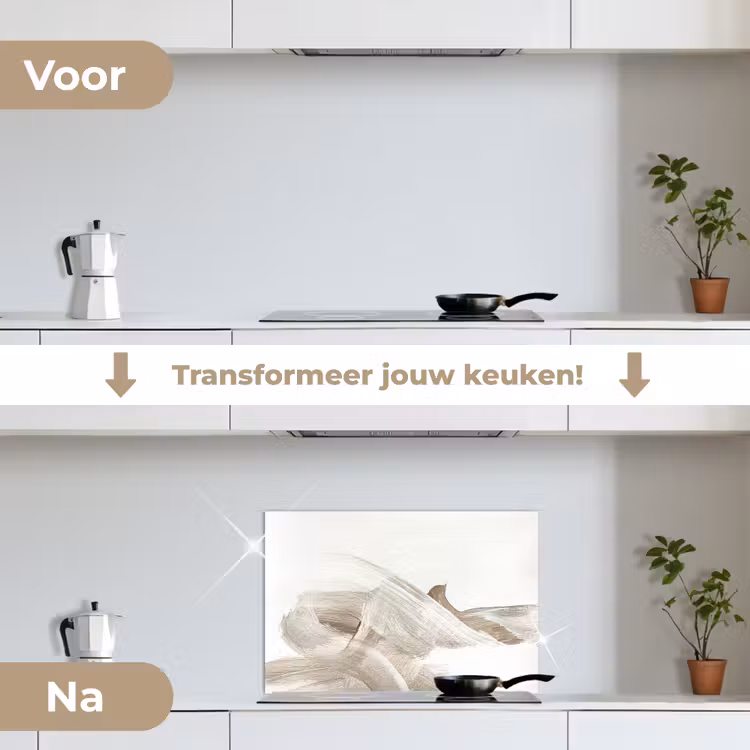 Spatscherm keuken - Abstract - Moderne kunst - Beige — 3