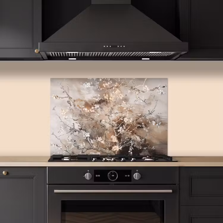 Spatscherm keuken - Amandelbloesem - Kunst - Van Gogh - Beige - Abstract — 2
