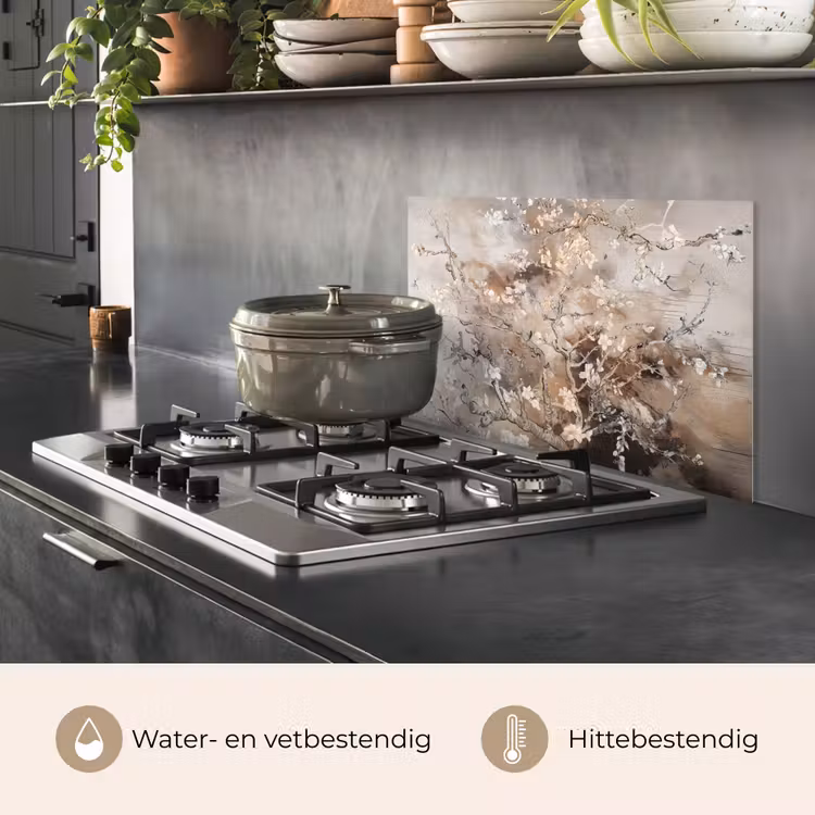 Spatscherm keuken - Amandelbloesem - Kunst - Van Gogh - Beige - Abstract — 7