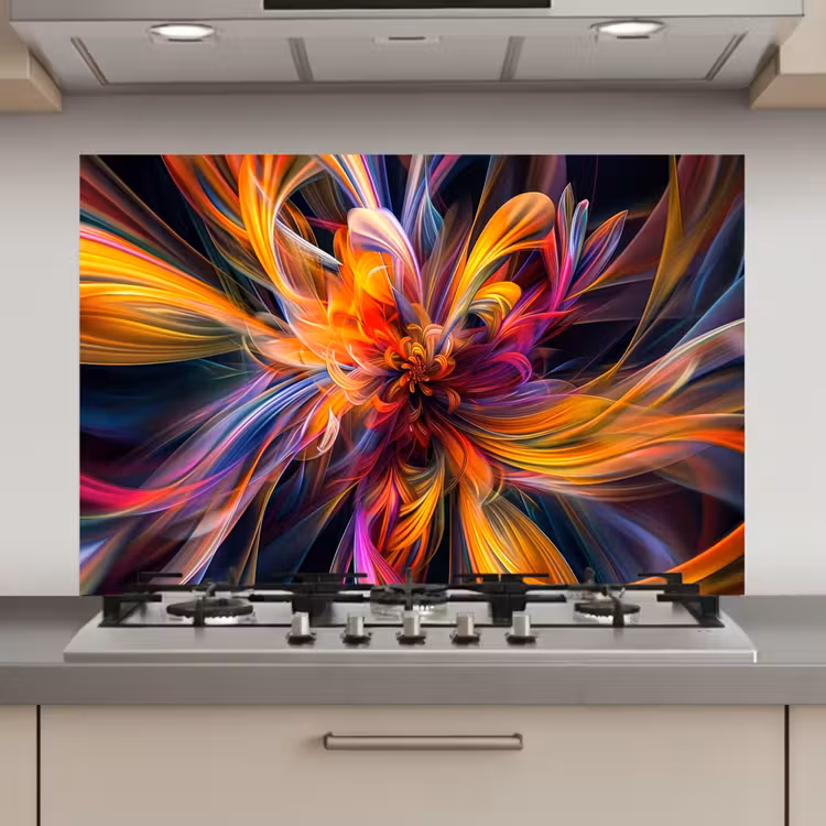 Spatscherm keuken - Kleurrijk - Patroon - Zwart - Kleuren — 1