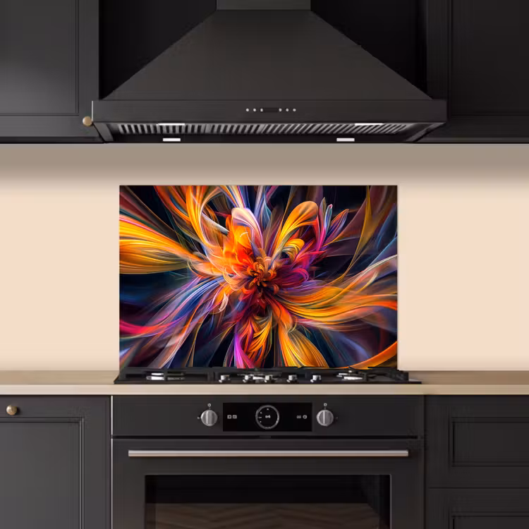 Spatscherm keuken - Kleurrijk - Patroon - Zwart - Kleuren — 2