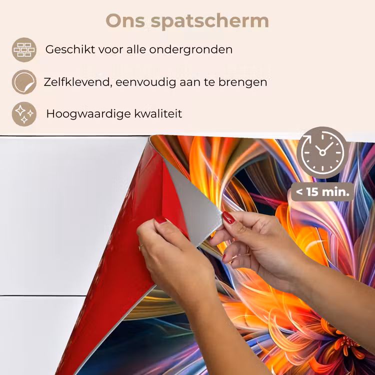 Spatscherm keuken - Kleurrijk - Patroon - Zwart - Kleuren — 4