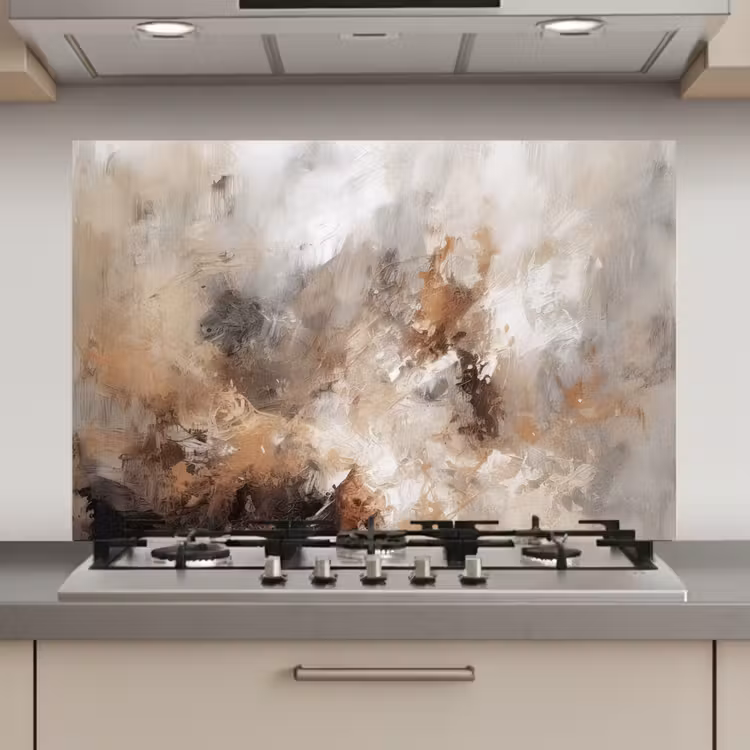 Spatscherm keuken - Verf - Abstract - Beige - Kunst — 1