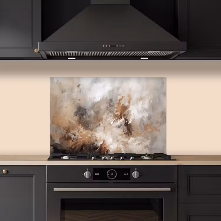 Spatscherm keuken - Verf - Abstract - Beige - Kunst — 2