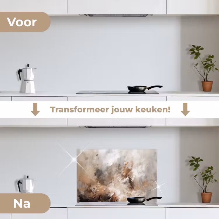 Spatscherm keuken - Verf - Abstract - Beige - Kunst — 3