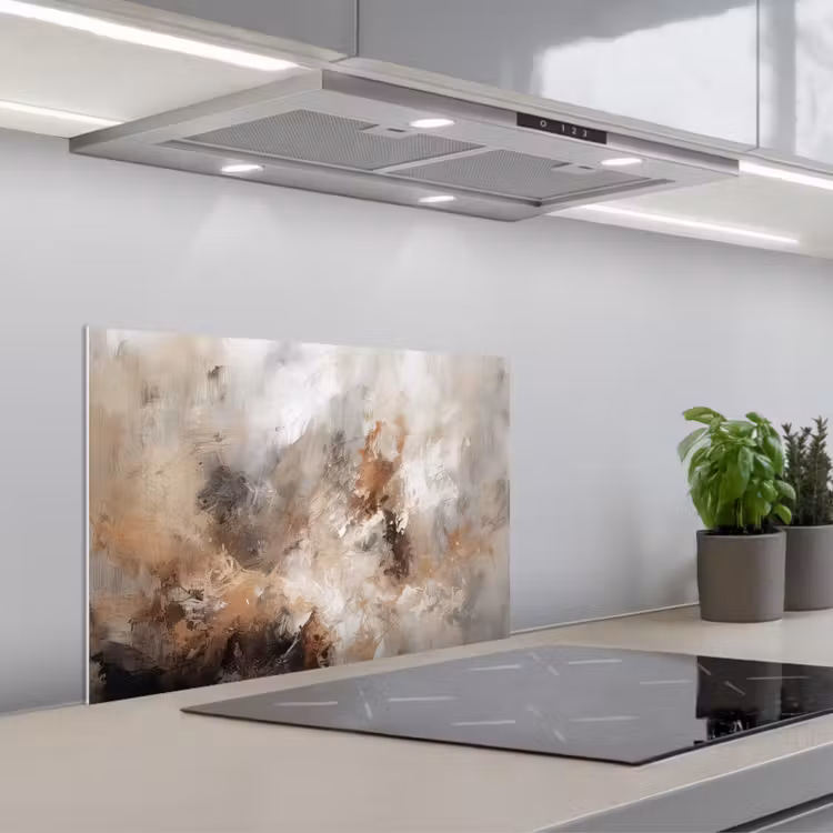Spatscherm keuken - Verf - Abstract - Beige - Kunst — 5