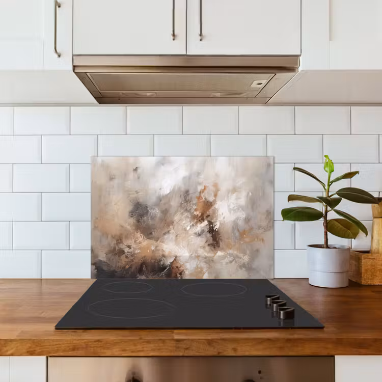 Spatscherm keuken - Verf - Abstract - Beige - Kunst — 6