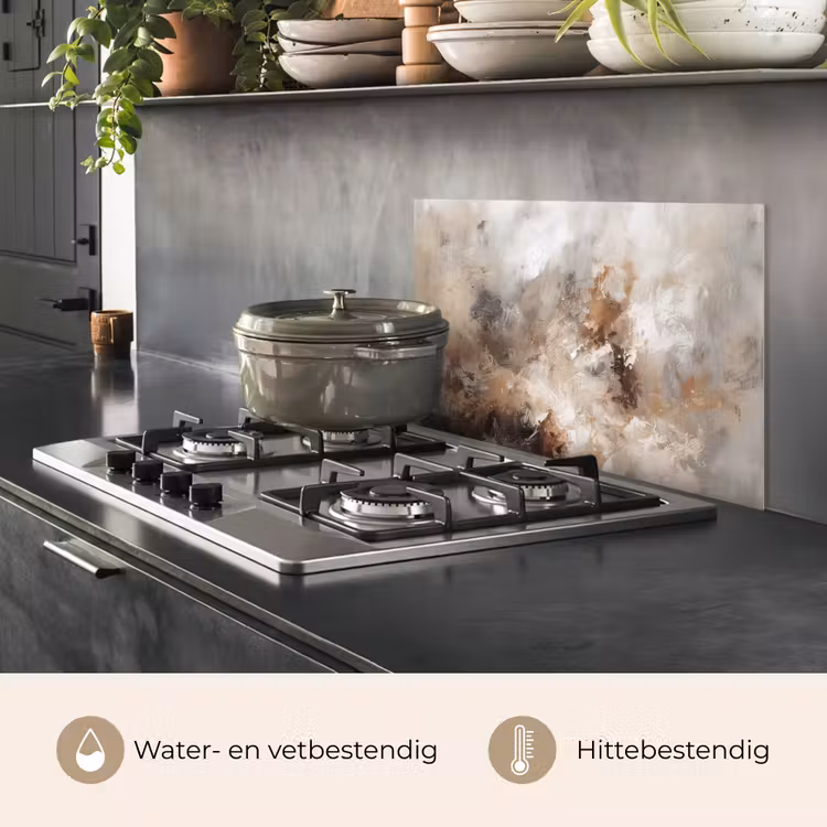 Spatscherm keuken - Verf - Abstract - Beige - Kunst — 7