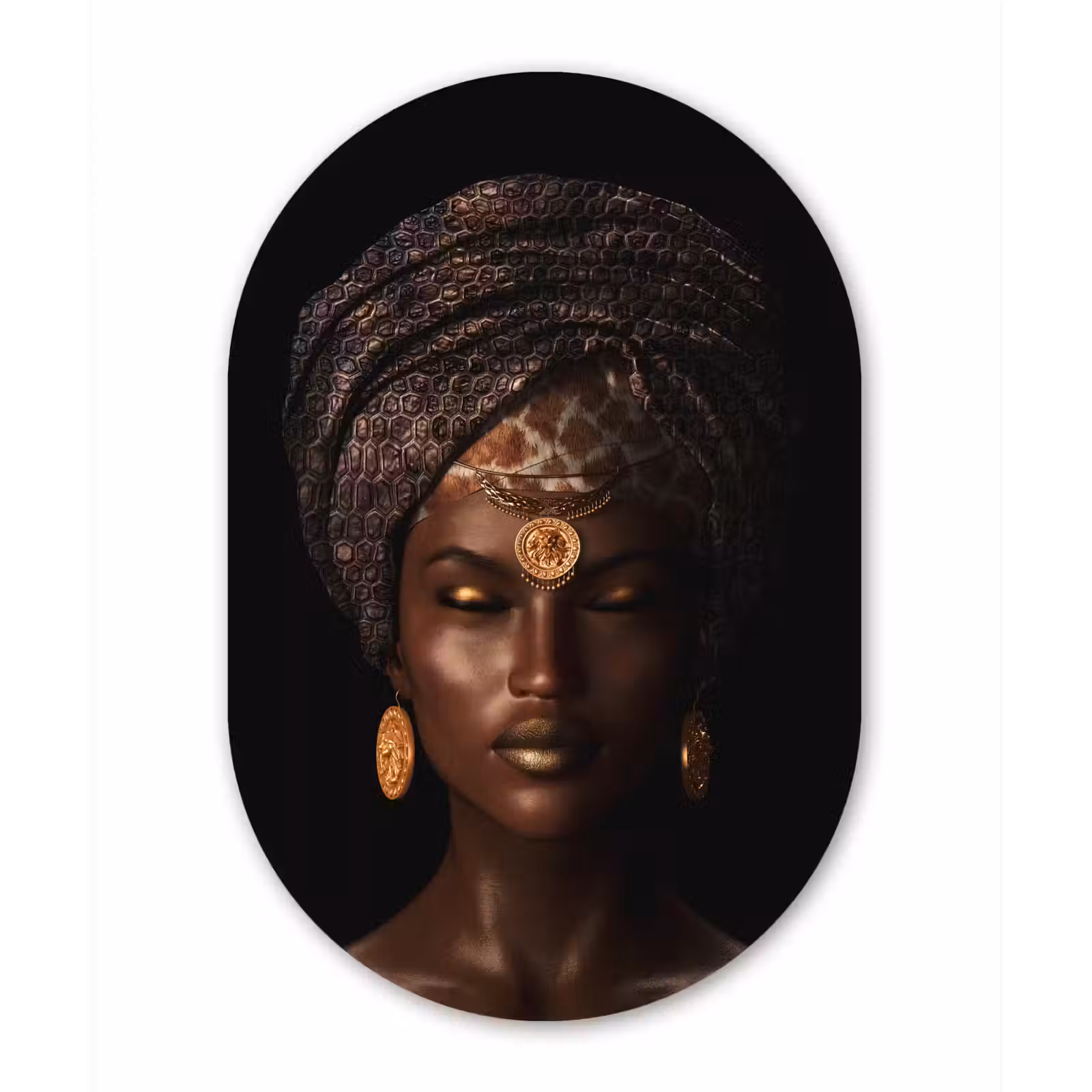 Muurovaal - Vrouw - Hoofddoek - Giraffeprint — 1