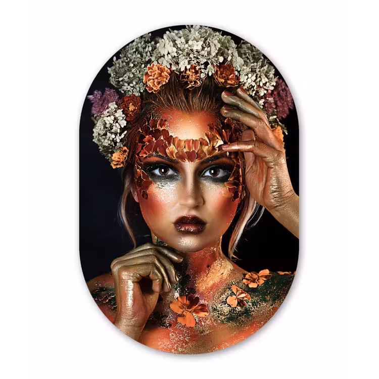Muurovaal - Bloemen - Vrouw - Kroon — 3