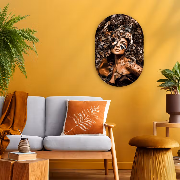 Muurovaal - Luxe - Vrouw - Vlinder — 2