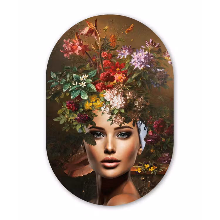 Muurovaal - Vrouw - Bloemen - Kleuren — 2