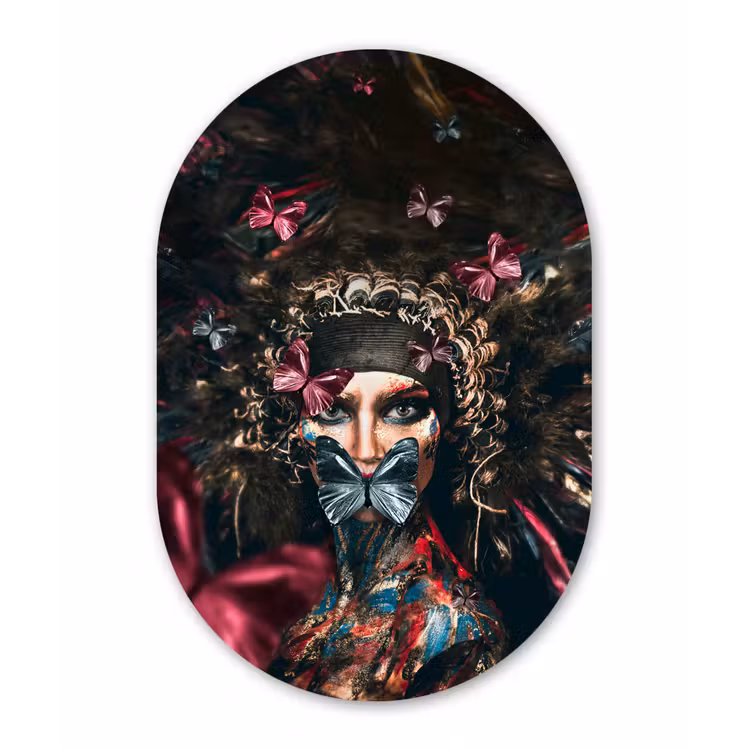 Muurovaal - Vrouw - Roze - Vlinders - Luxe - Dieren — 2